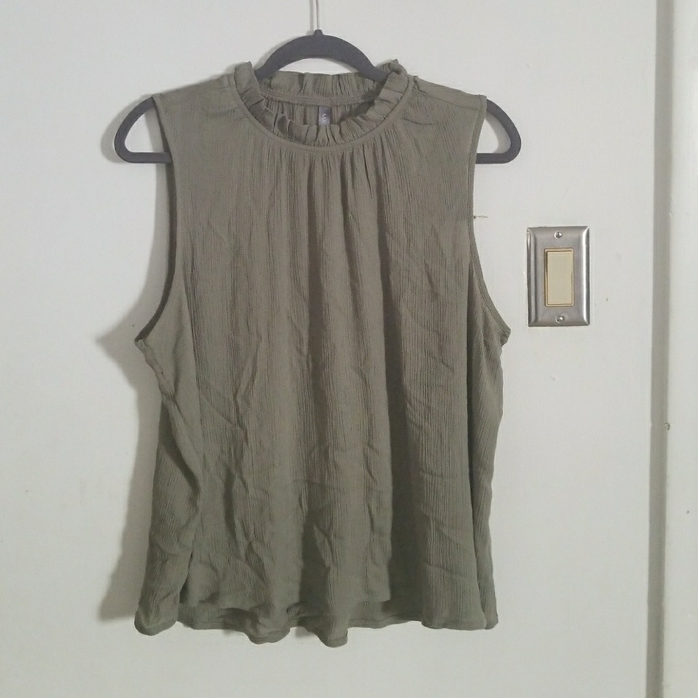 Olive green sleeveless blouse